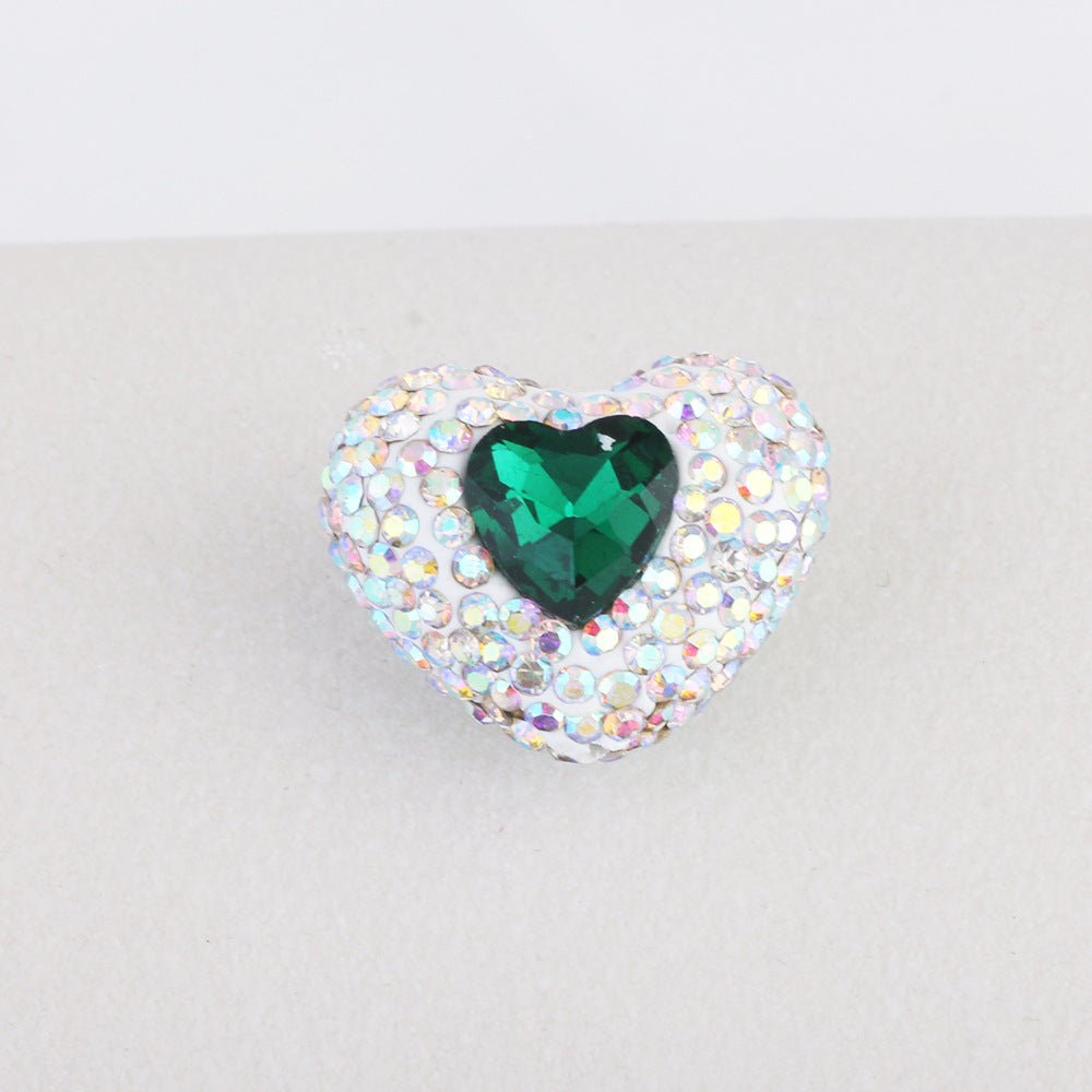 Wholesale 6PCS/Pack Love White Series Soft Pottery Diamond Ball Wearable Straight Hole Beads DIY Mobile Phone Keychain Necklace Accessories